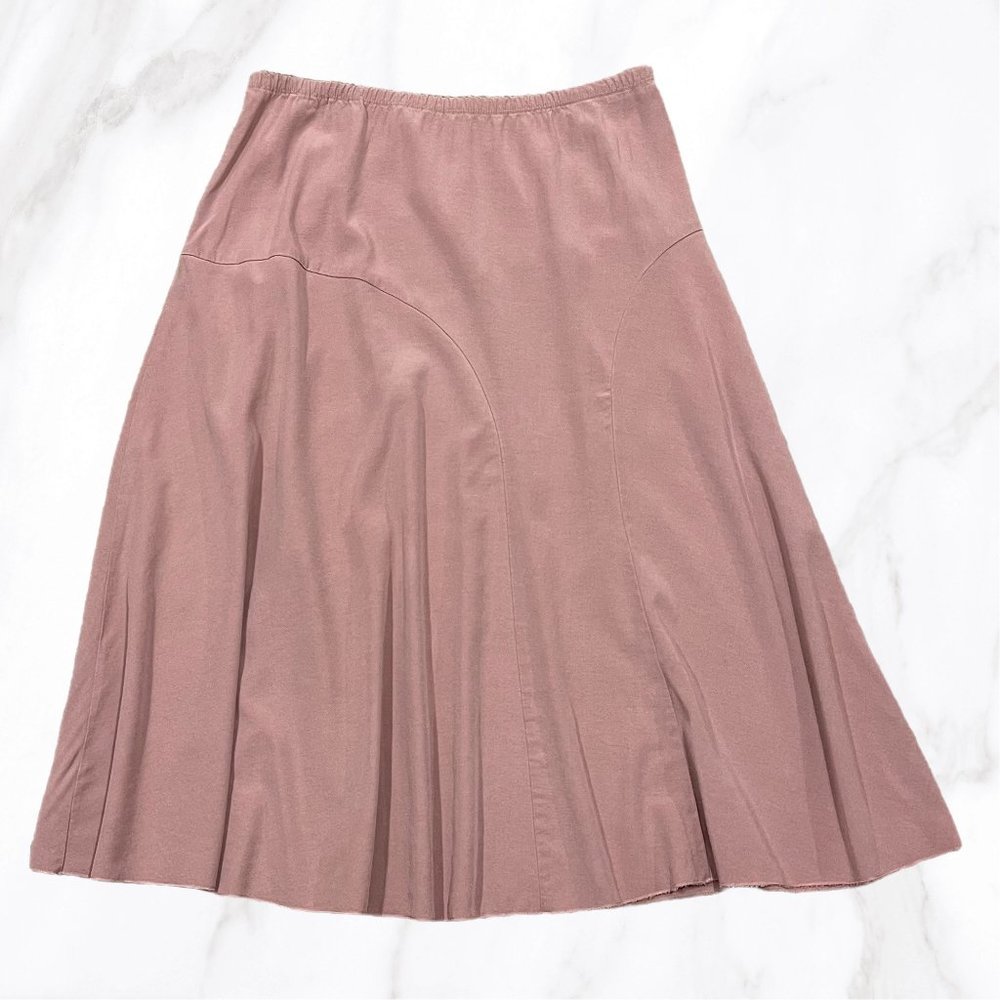 J.Jill Women's Dusty Pink Bamboo Blend Zip Up Midi Skirt,‎ Size S